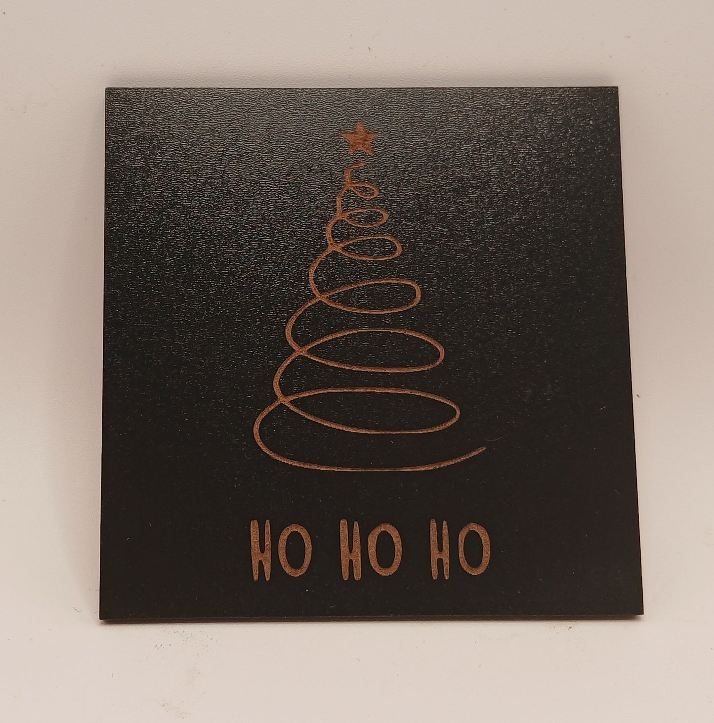 Set of 6 Stylish Wood Christmas Coasters, on black. 9.5cm x9.5cm.