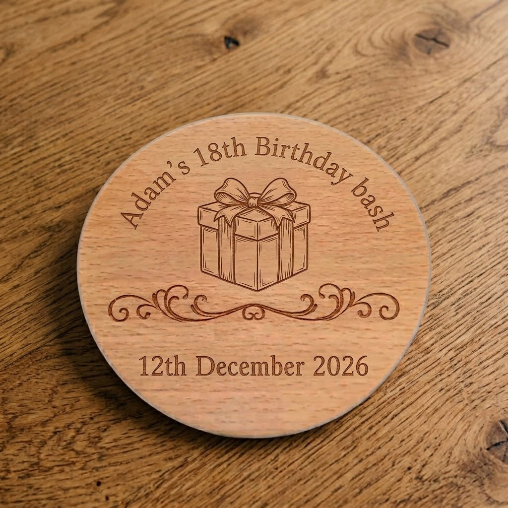 Personalised Engraved Wooden Coasters | Set of 6