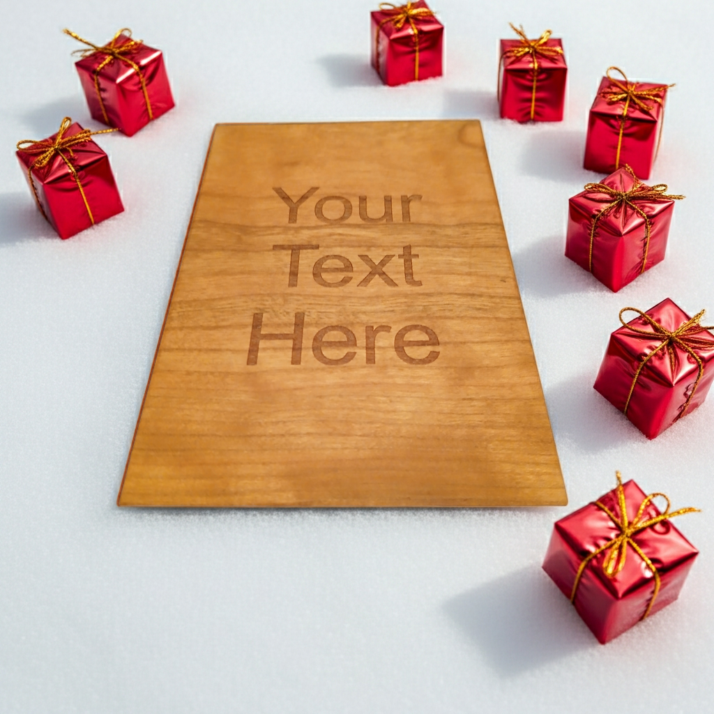 Personalised Steamed Beech Wood, Christmas Plaque, / Card. Any font and Text on back.