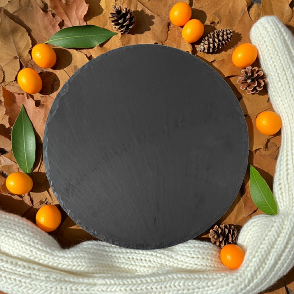30cm Round Placemat / Serving Board or Plaque. Natural Slate for Personalisation.