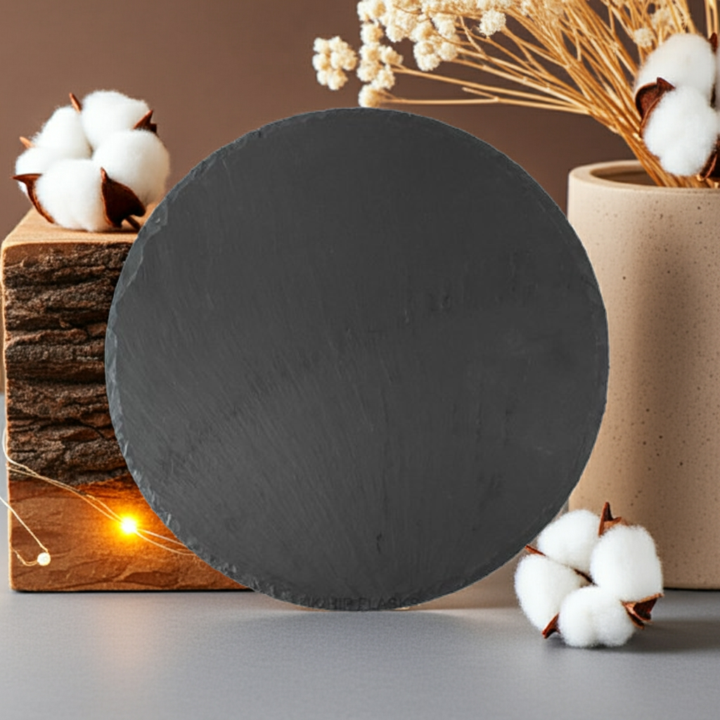 30cm Round Placemat / Serving Board or Plaque. Natural Slate for Personalisation.