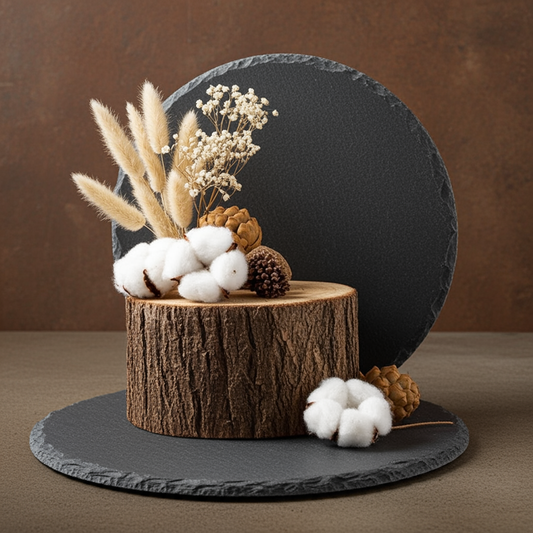 30cm Round Placemat / Serving Board or Plaque. Natural Slate for Personalisation.