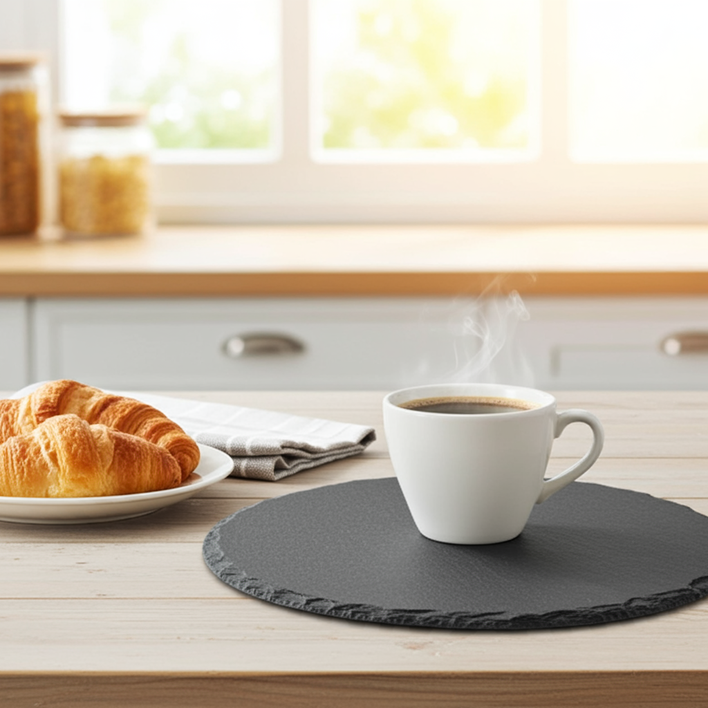 30cm Round Placemat / Serving Board or Plaque. Natural Slate for Personalisation.