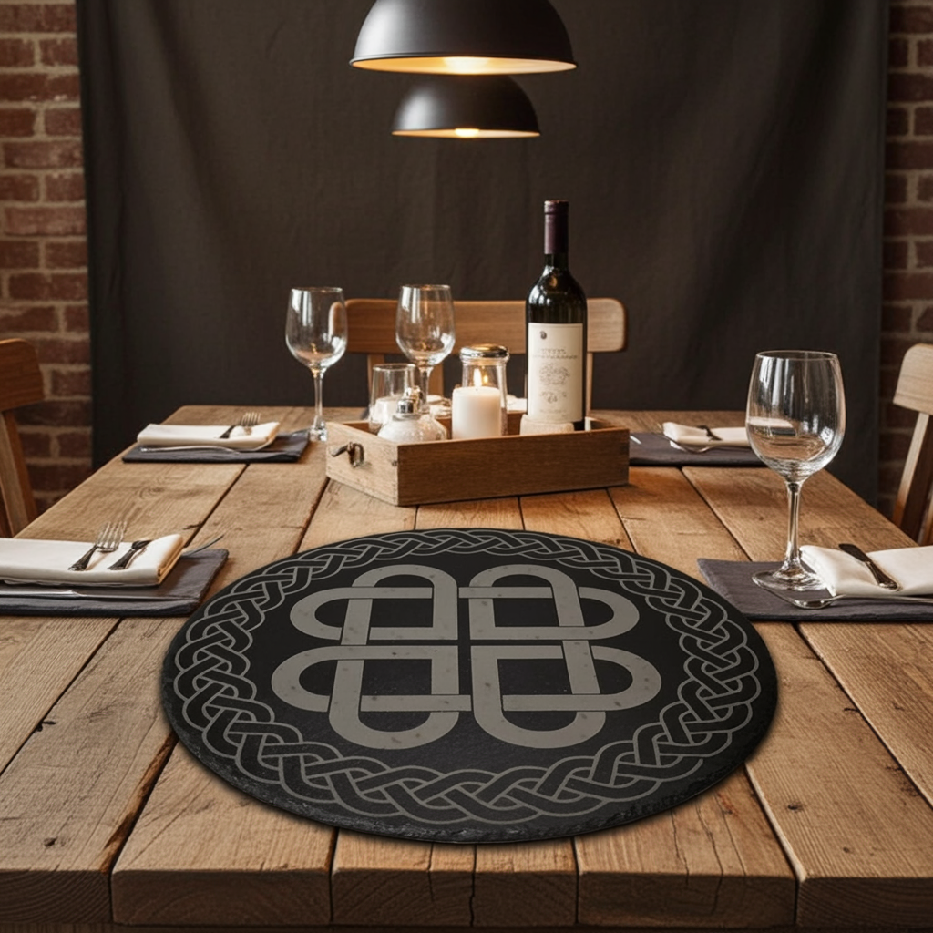 30cm Round Placemat / Serving Board or Plaque. Natural Slate for Personalisation.