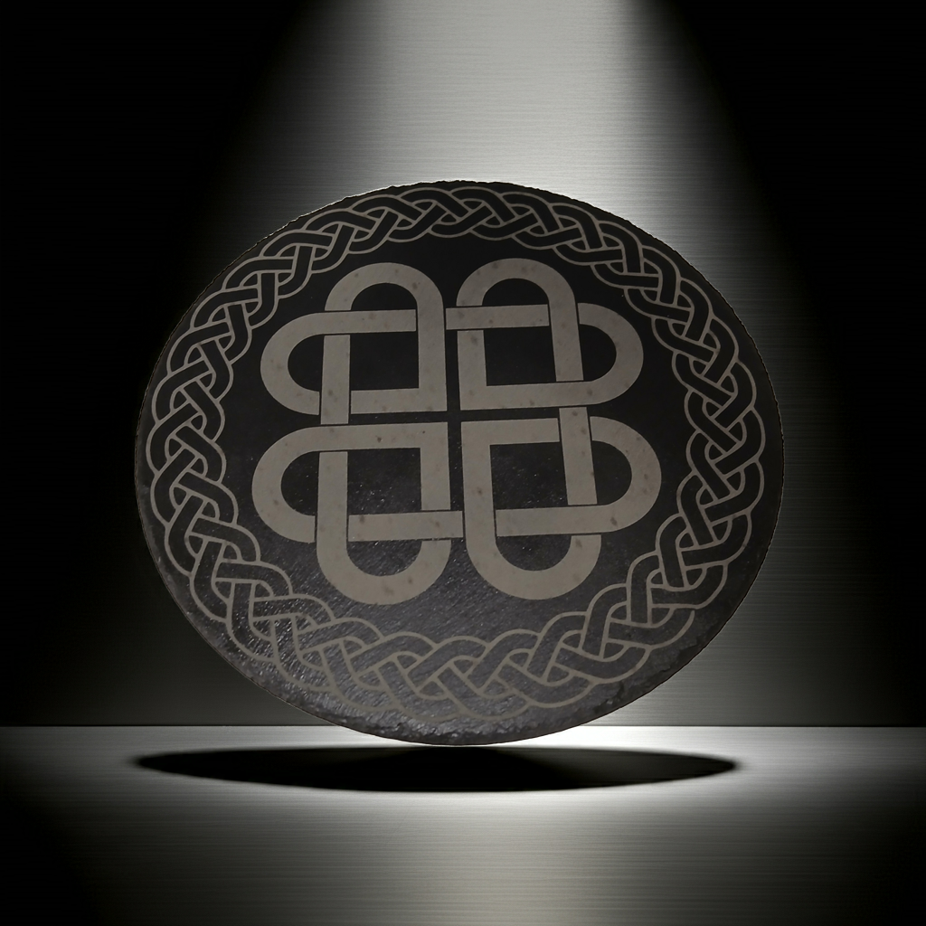 30cm Round Slate Plaque or Placemat, Celts engraving