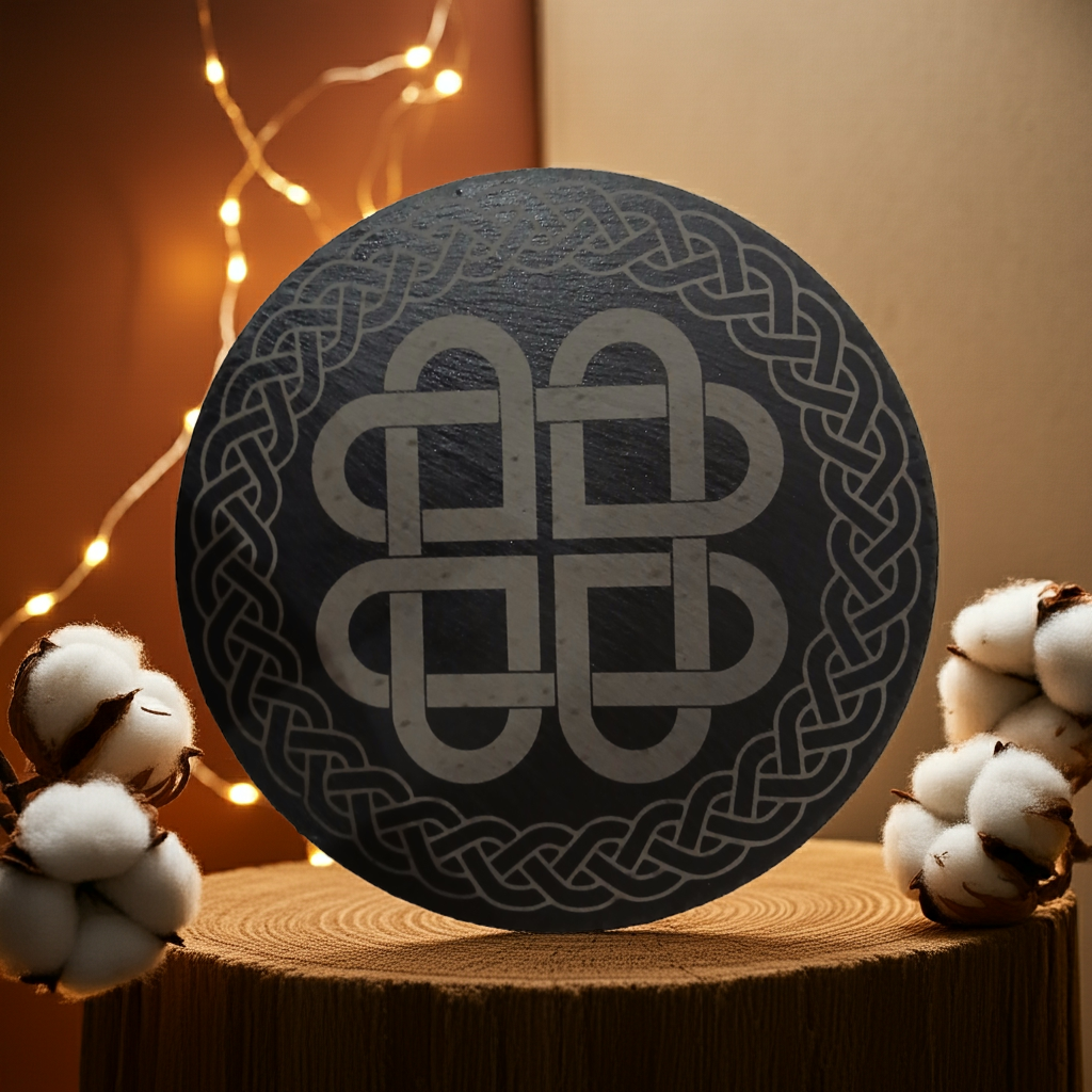 30cm Round Slate Plaque or Placemat, Celts engraving