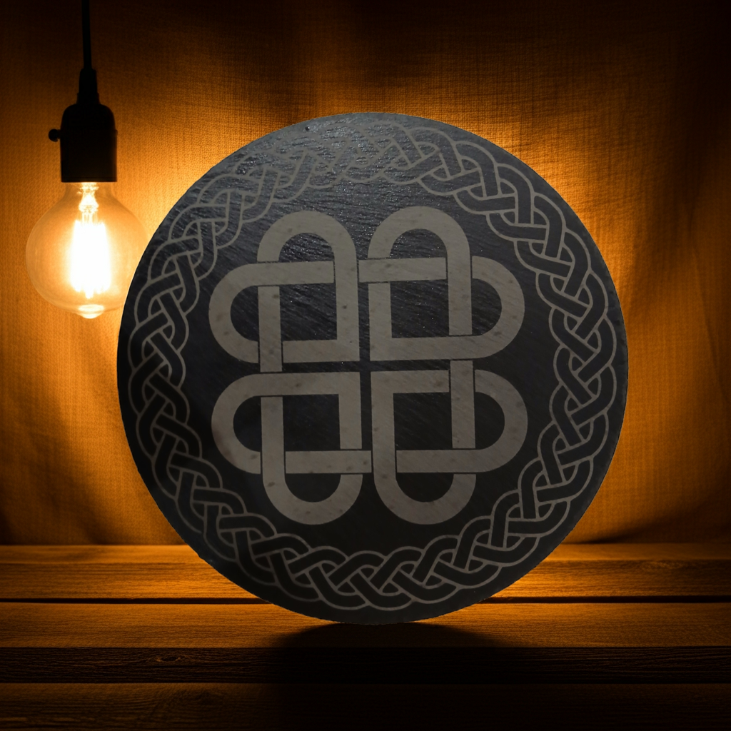 30cm Round Slate Plaque or Placemat, Celts engraving