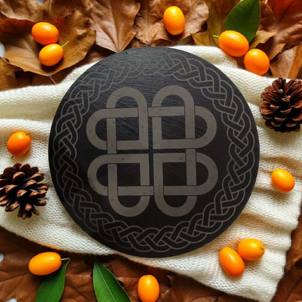 30cm Round Slate Plaque or Placemat, Celts engraving
