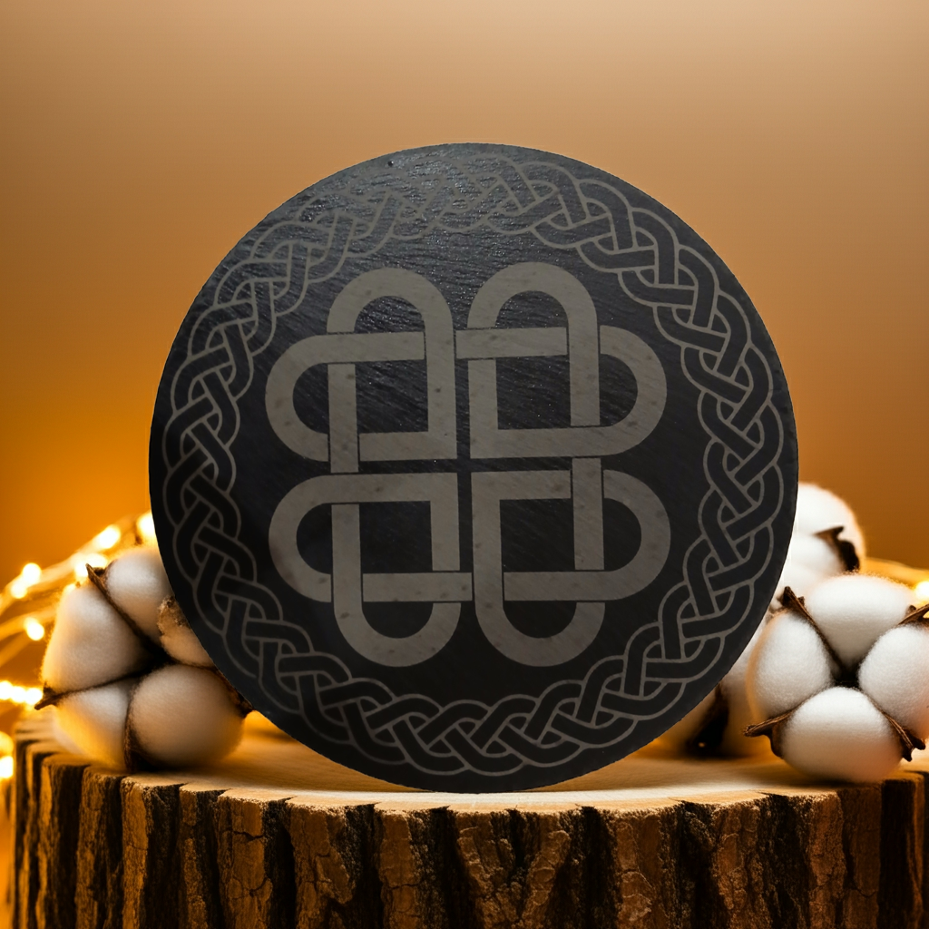 30cm Round Slate Plaque or Placemat, Celts engraving