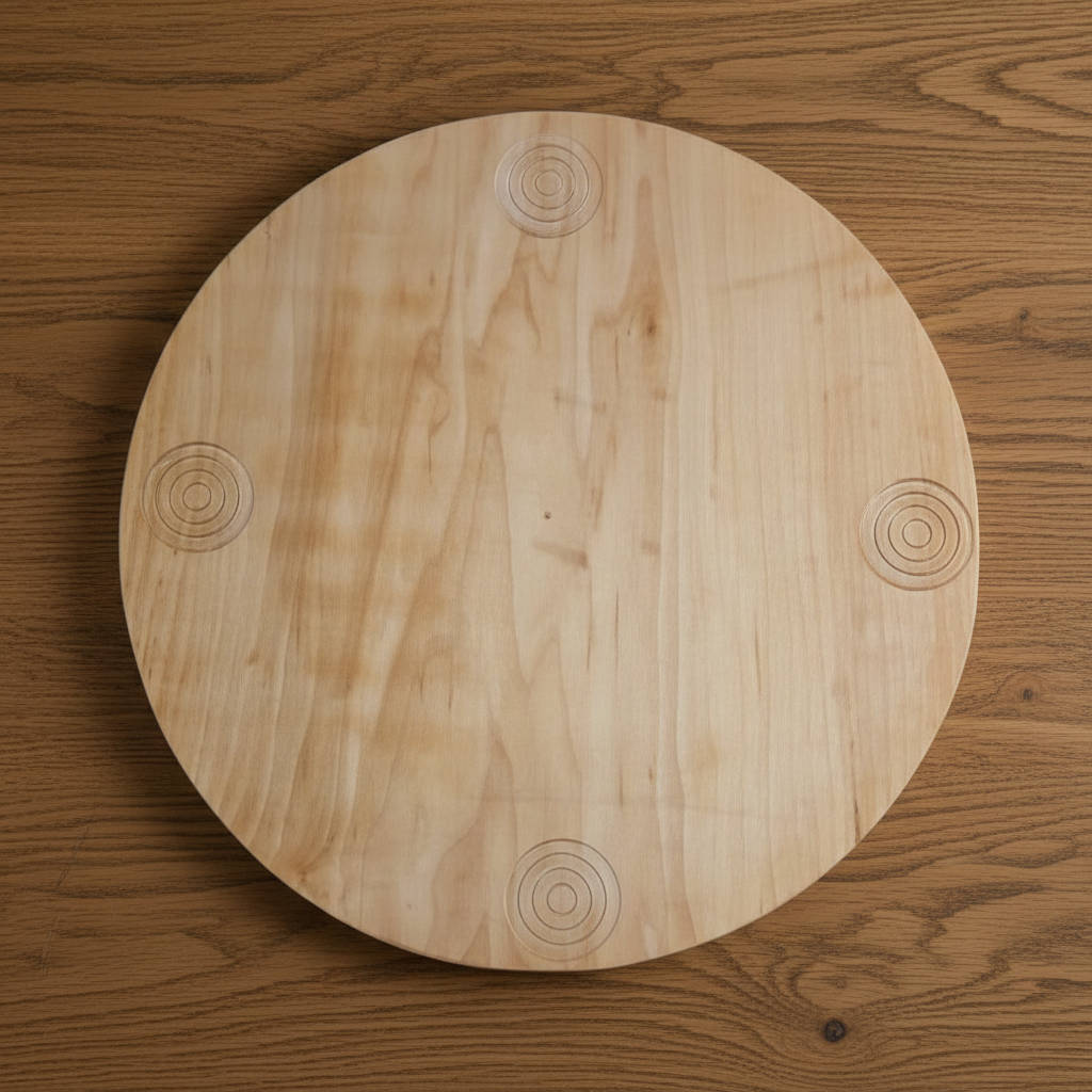 320 mm x 40 mm Solid Round,  Hard Maple Chopping Board / Butchers Block, with anti-skid feet.