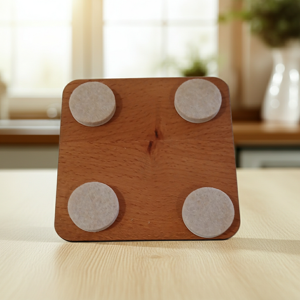 Set of 4 Square Steamed Beech Wood Coasters with Bumper Feet- Celt Mythology Tree Collection.