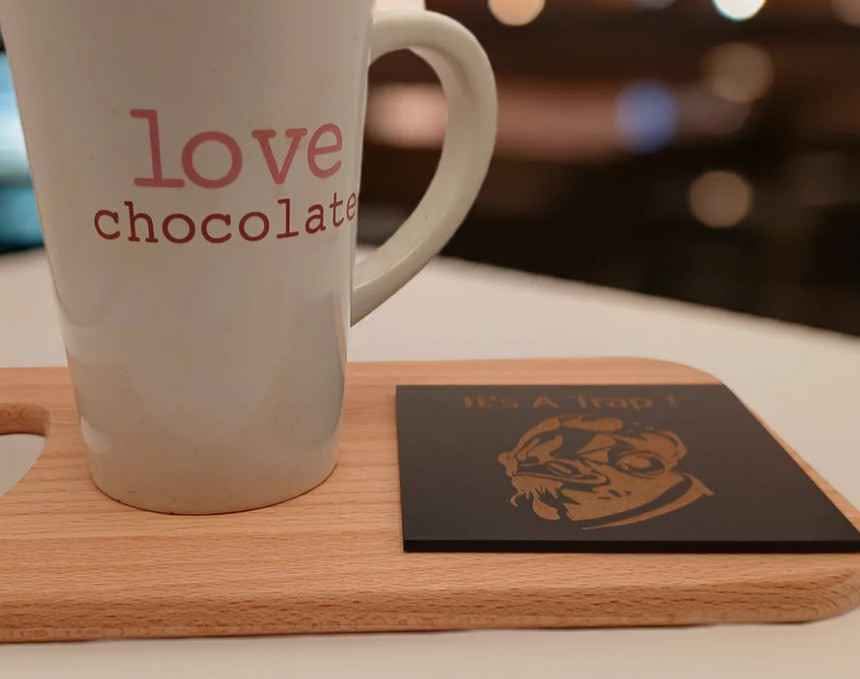 Set of 5 Star Wars Characters and Quotes, Wood Drink Coaster with Bumper Feet