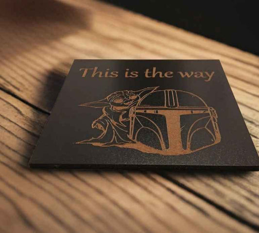 Set of 5 Star Wars Characters and Quotes, Wood Drink Coaster with Bumper Feet