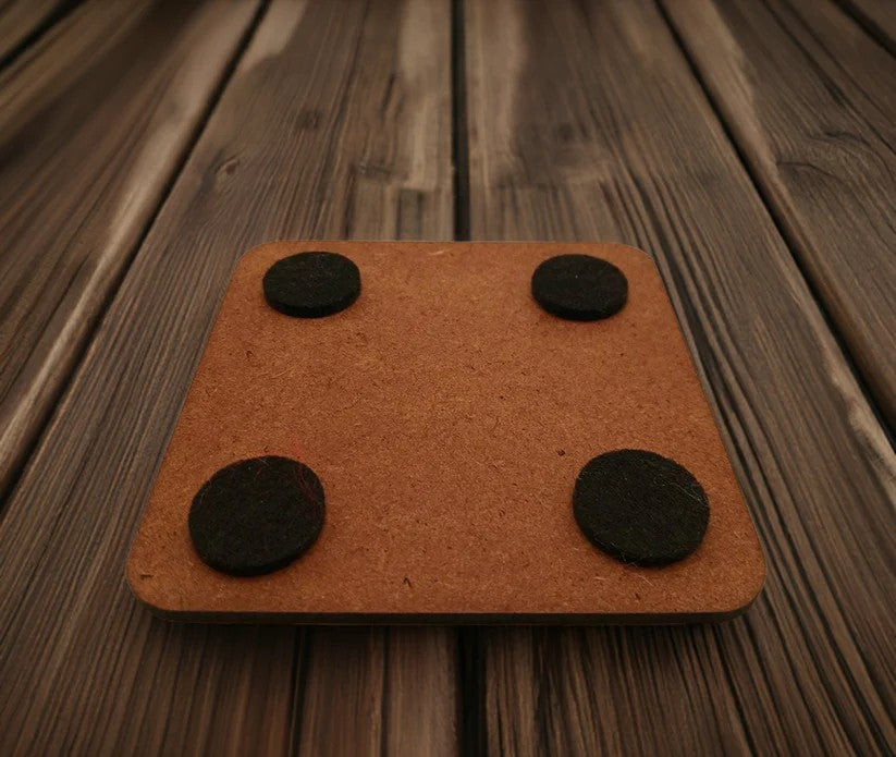 Set of 6, Drink Coasters, County of Kent Unique Meanings and Slang, Black Topped Wood, with bumper feet.