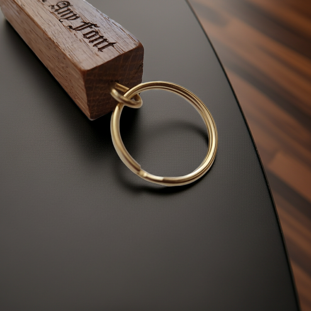 8.5cm Personalised Oak Keyring. Any font and Text. Made from solid Kentish Oak.
