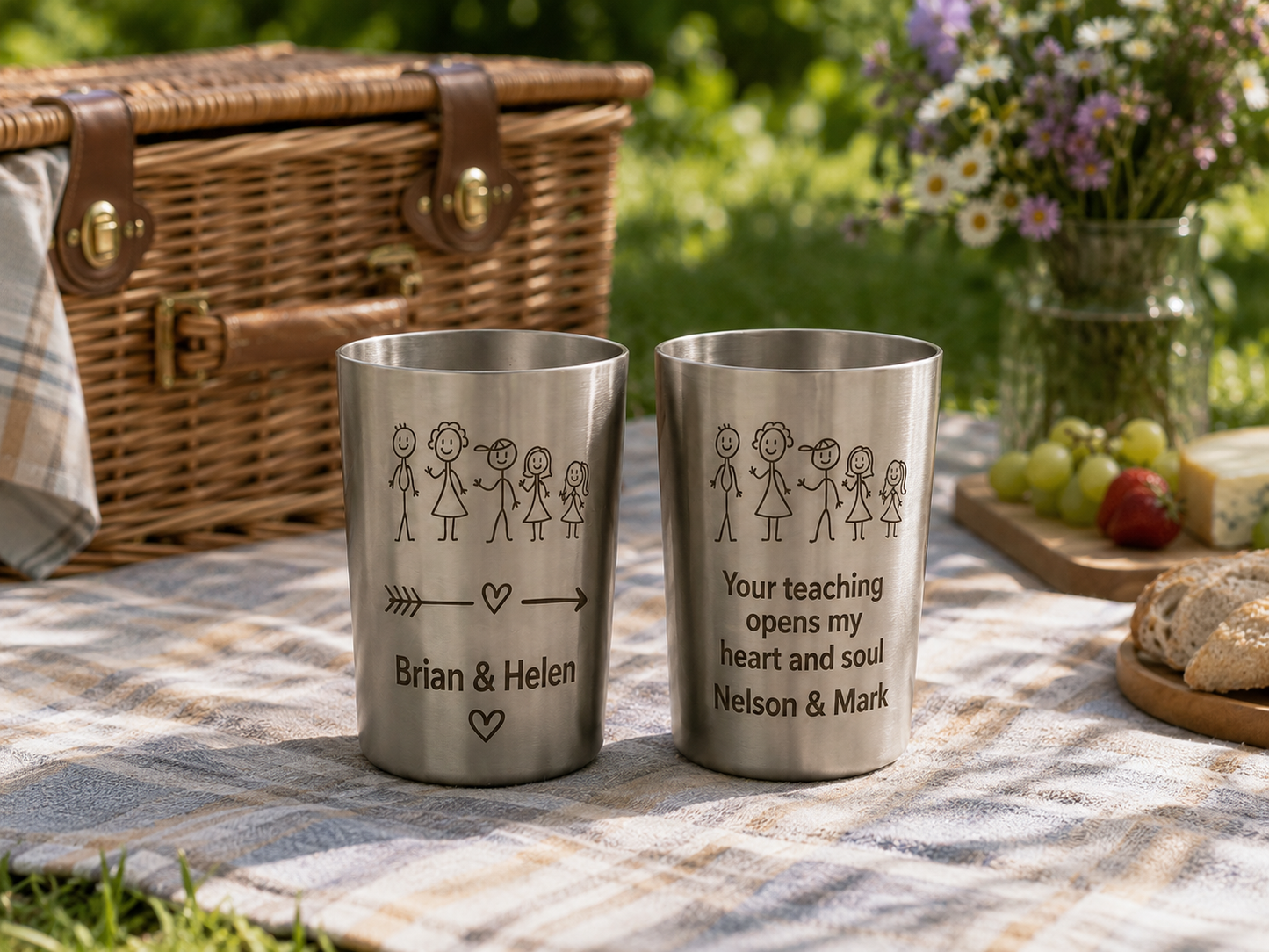 x 2 Personalised Stainless Steel Tumblers (300ml) | Custom Engraved, Any text and Font.
