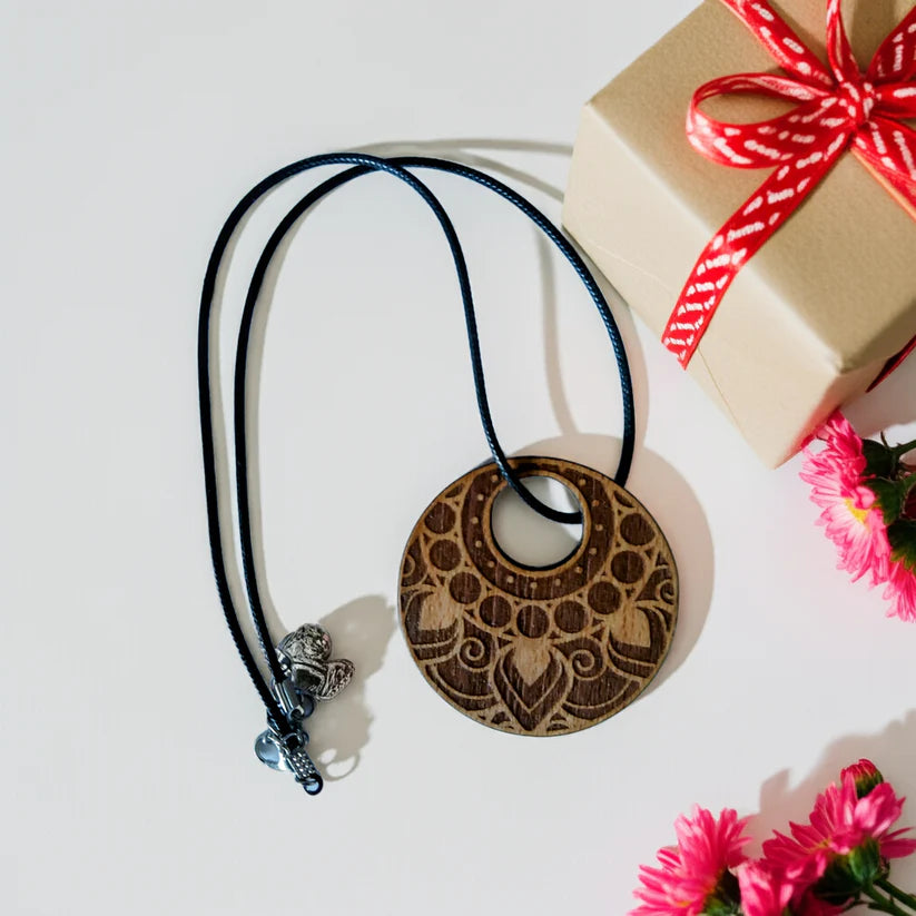 x 3 Exquisite Steamed Beech Pendants Collection, with waxed necklaces.