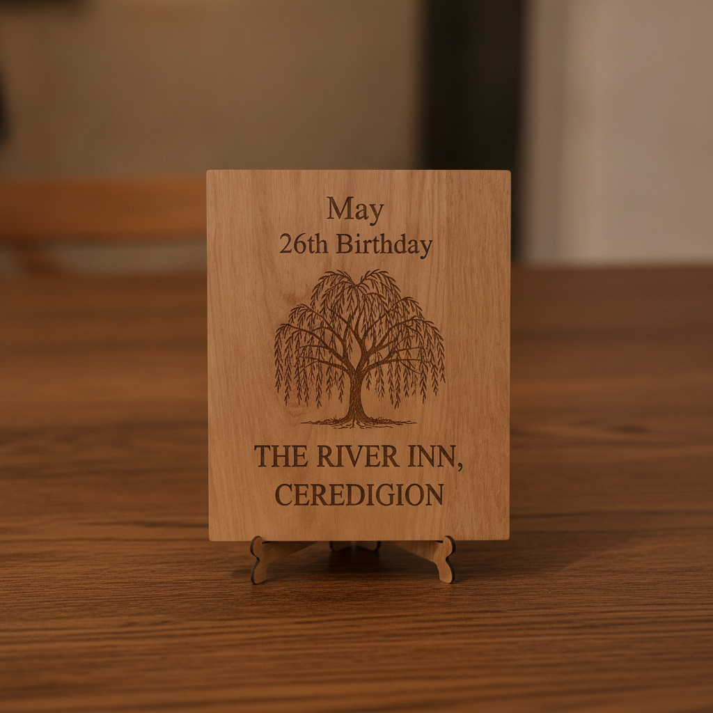 Bulk / Trade: Bespoke -Personalised Steamed Beech NFC Wedding Sign & Stand | Tap to View Photos & Digital Guestbook (390 x 290mm).