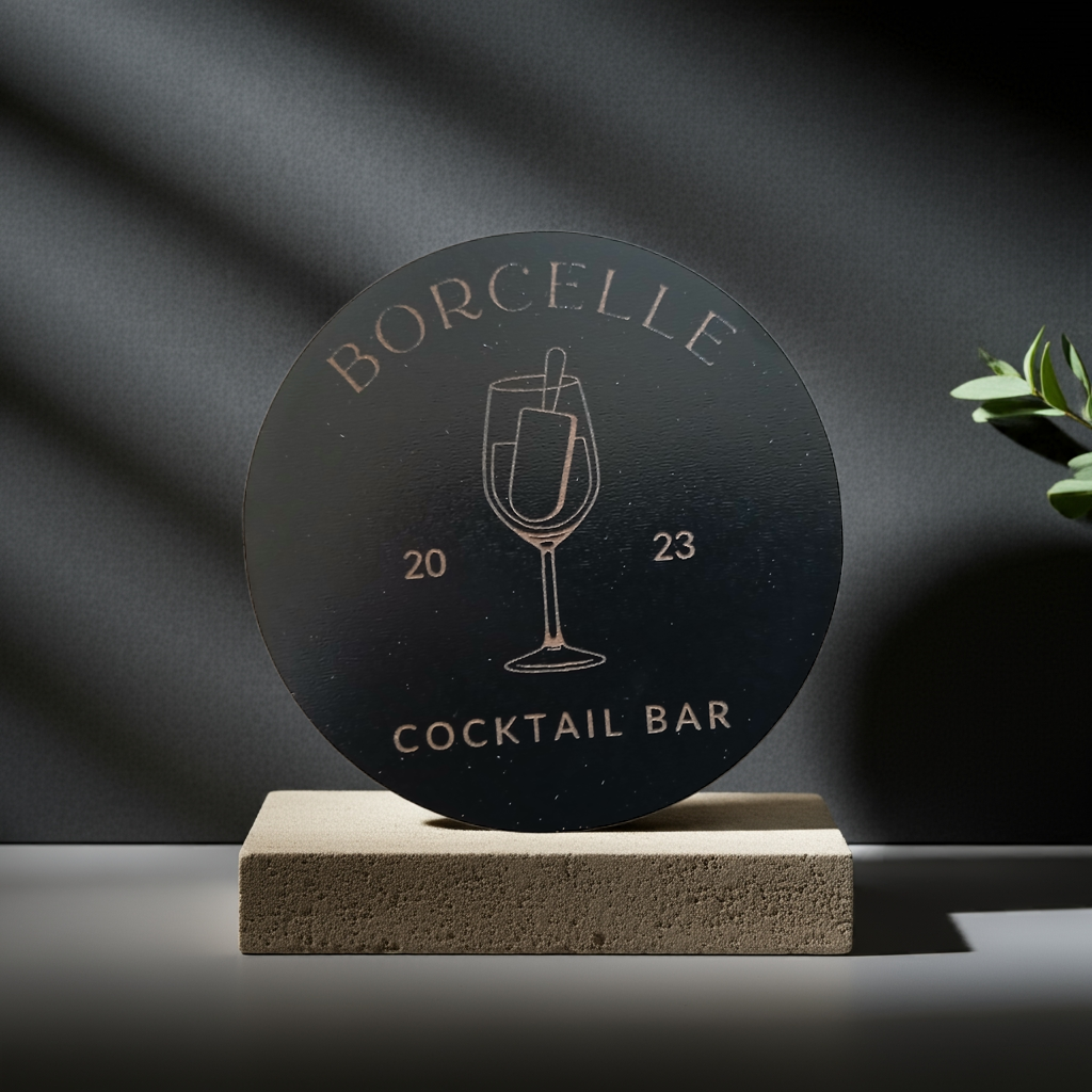 Bulk / Trade Black Topped Wood Drink Coasters, 95mm x 95mm or 95mm diameter.