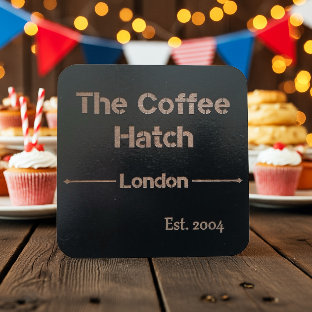 Bulk / Trade Black Topped Wood Drink Coasters, 95mm x 95mm or 95mm diameter.