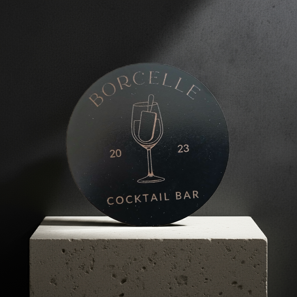 Bulk / Trade Black Topped Wood Drink Coasters, 95mm x 95mm or 95mm diameter.