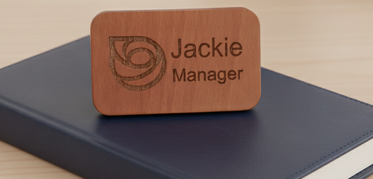Bulk / Trade Staff ID Badges / Wooden Name Badges.  Credit Card Size +4mm deep. With Pin Fastener. From £1.60 each.