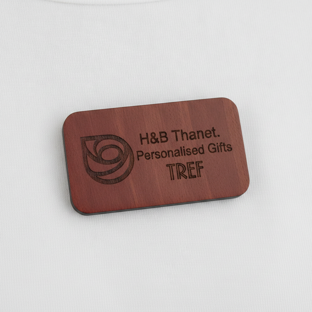 Bulk / Trade Staff ID Badges / Wooden Name Badges.  Credit Card Size +4mm deep. With Pin Fastener. From £1.60 each.