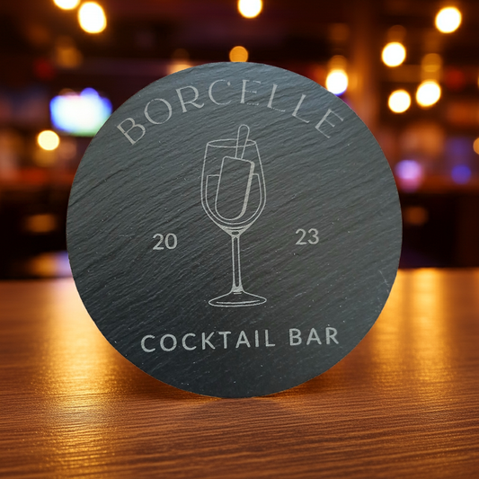 Bulk / Trade, Round or Square Chunky UK sourced, Slate Coaster. 100mm diameter or 100mm x 100mm, with anti-skid feet.