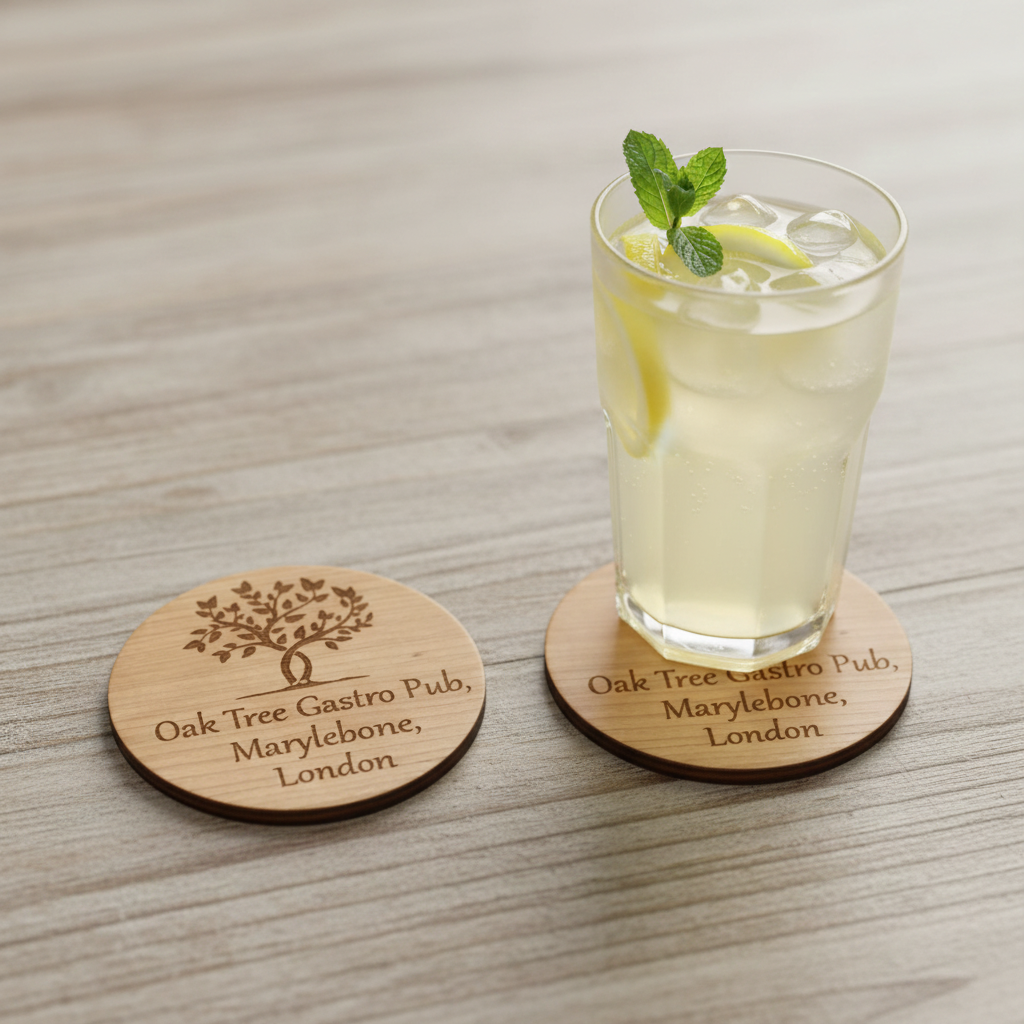 Bulk / Trade, Round or Square Steamed Beech Wood Drink Coasters, 95mm x 95mm or 95mm Diameter.