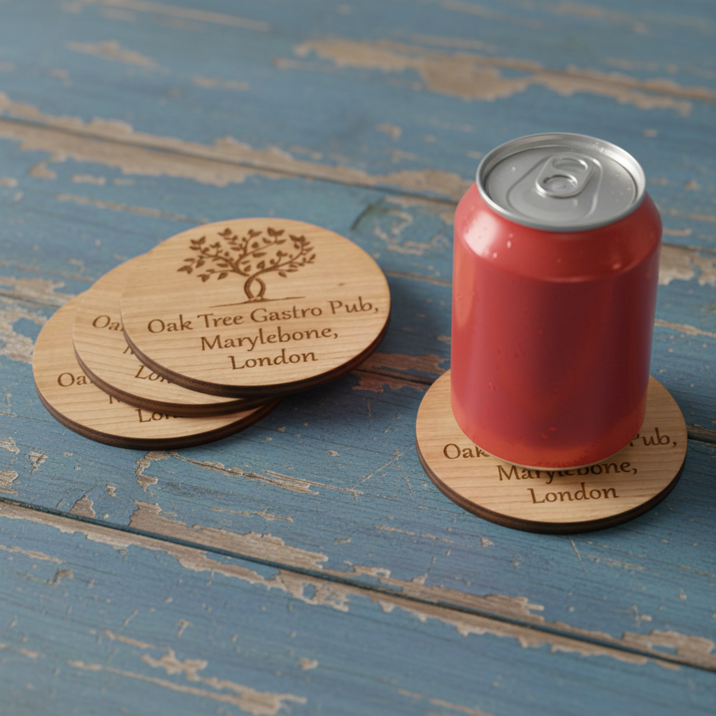 Bulk / Trade, Round or Square Steamed Beech Wood Drink Coasters, 95mm x 95mm or 95mm Diameter.