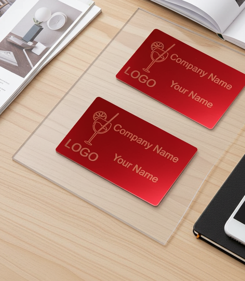 Business Cards - Metal- 1mm thick, durable, stylish and professional looking. QR Codes engraving available.