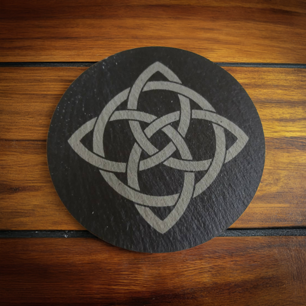 Set of 6, Round Celt Themed Slate Coasters.