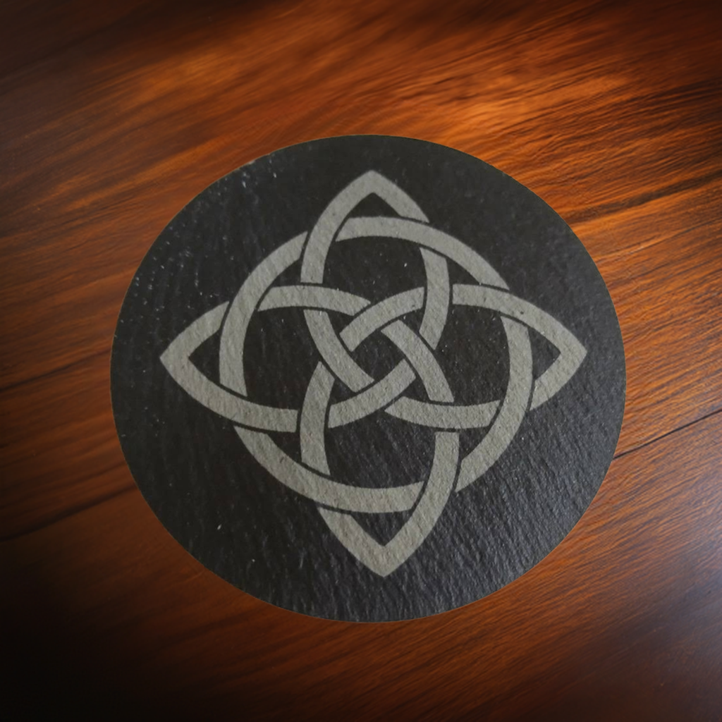 Set of 6, Round Celt Themed Slate Coasters.