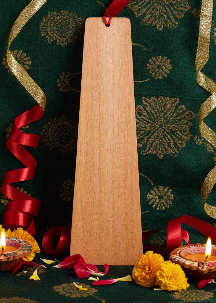 Christmas Moon, Stars and Snowflake Wood Bookmark. Personalise with any Text and Font.