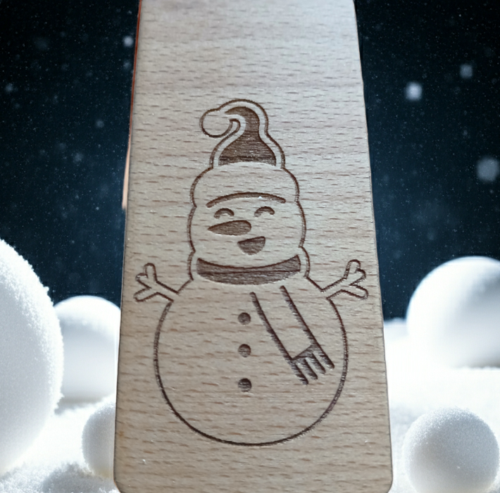 Christmas Wood Bookmark, Snowman Engraving. Personalise, Any Text and Font.
