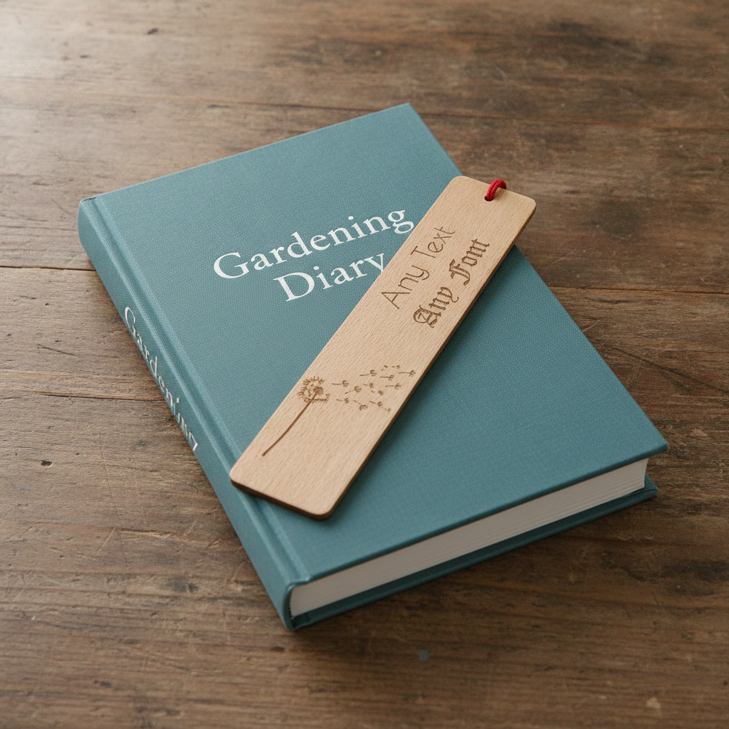 Personalised Wooden Bookmark with Tassel | Custom Laser Engraved Dandelion Book Mark | Wildflower Gift for Book Lovers, Reader Keepsake, Teacher Thank You.