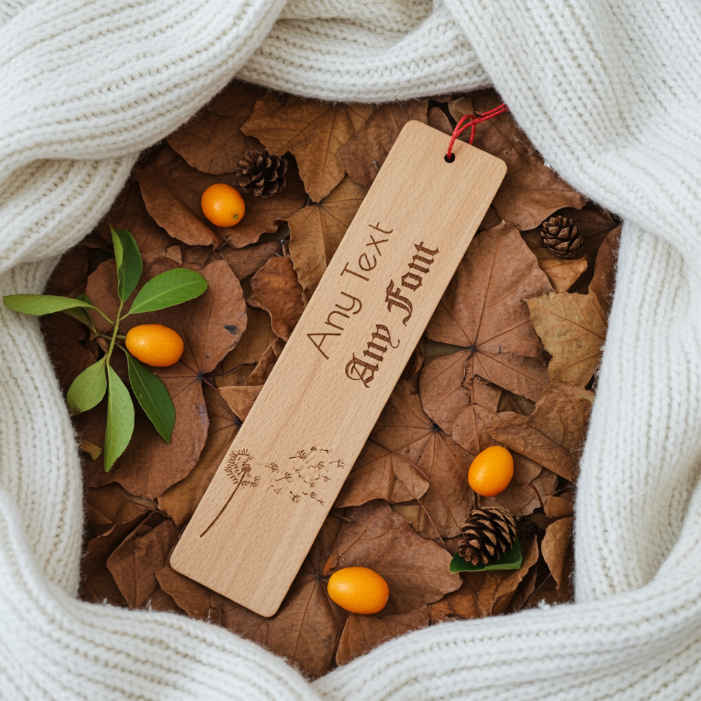 Dandelion bookmark Flower engraved wooden book mark with tassel. Personalise with any text and font.