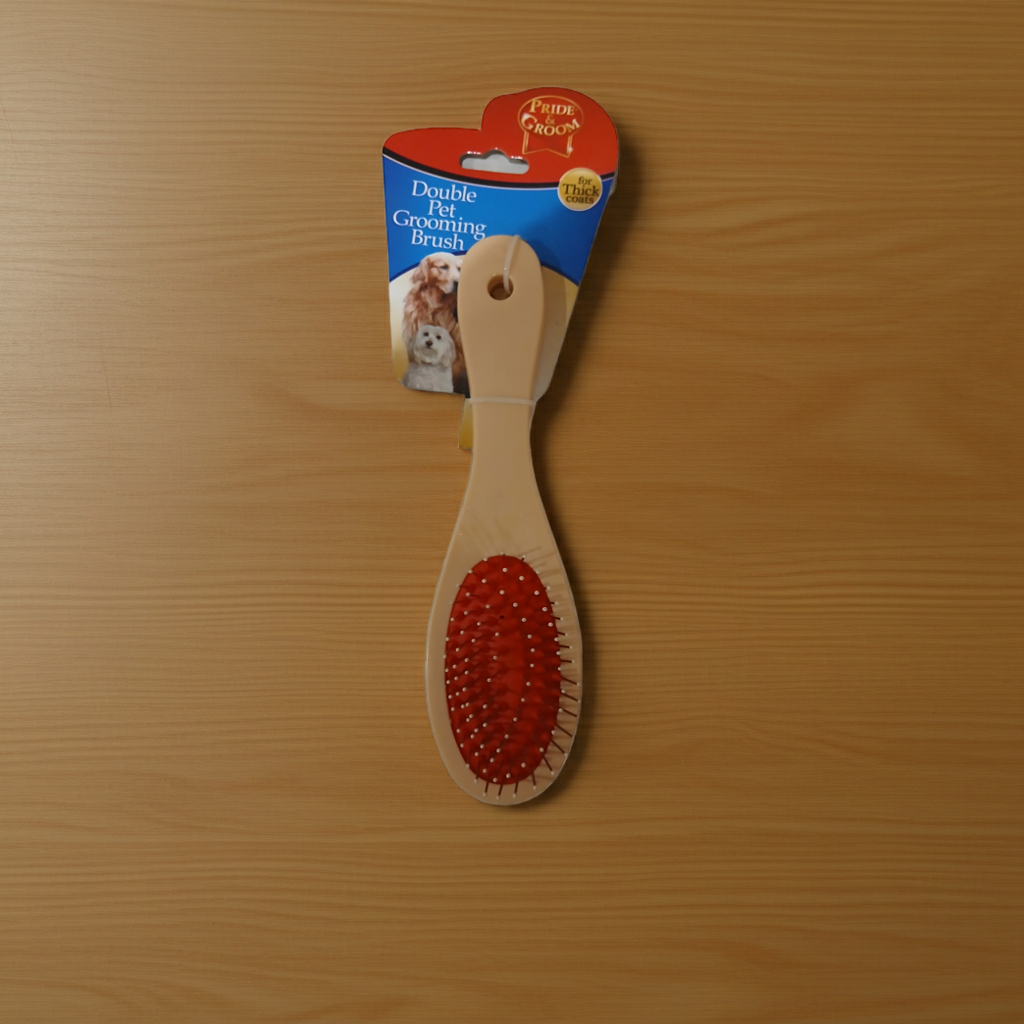 Dog Grooming Set: Drying Mitt, Double Sided Brush and Cherry Medicated Shampoo.