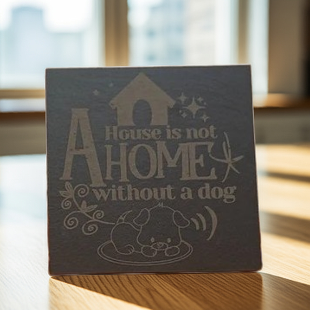 Round or Square, Slate Dog & Dog Christmas Coasters with Bumper Feet.