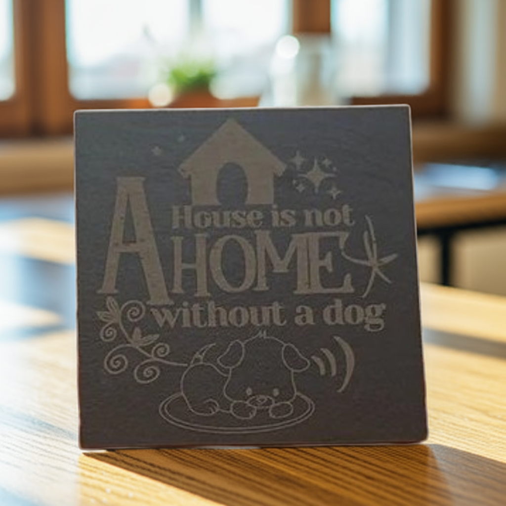 Round or Square, Slate Dog & Dog Christmas Coasters with Bumper Feet.
