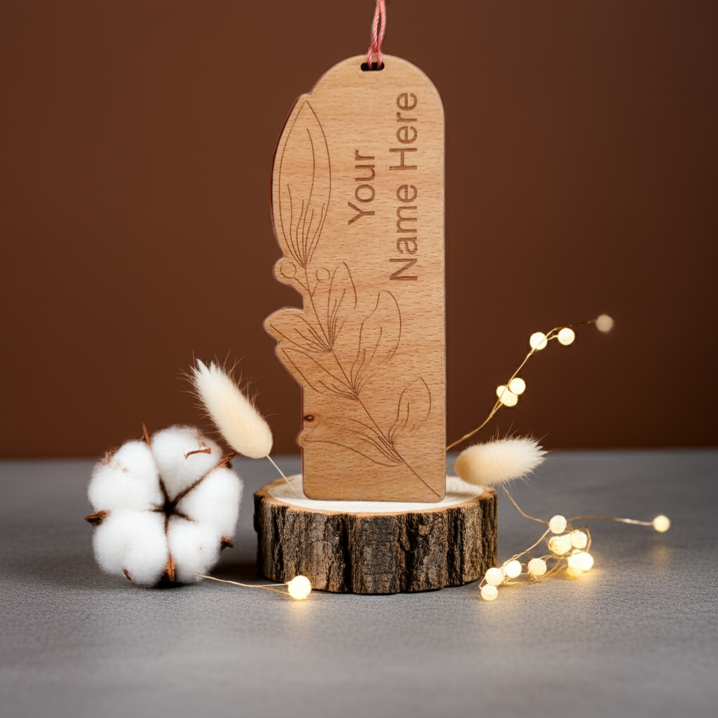Exquisite Floral Steamed Beech Bookmark and Tassel for Personalisation. 150mm x 50mm x 4mm
