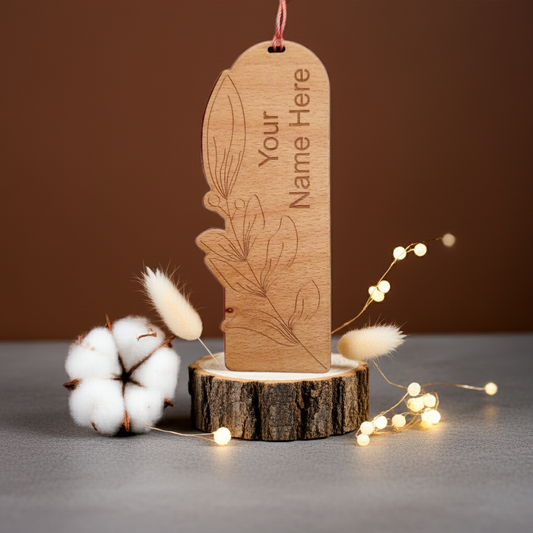Exquisite Floral Steamed Beech Bookmark and Tassel for Personalisation. 150mm x 50mm x 4mm
