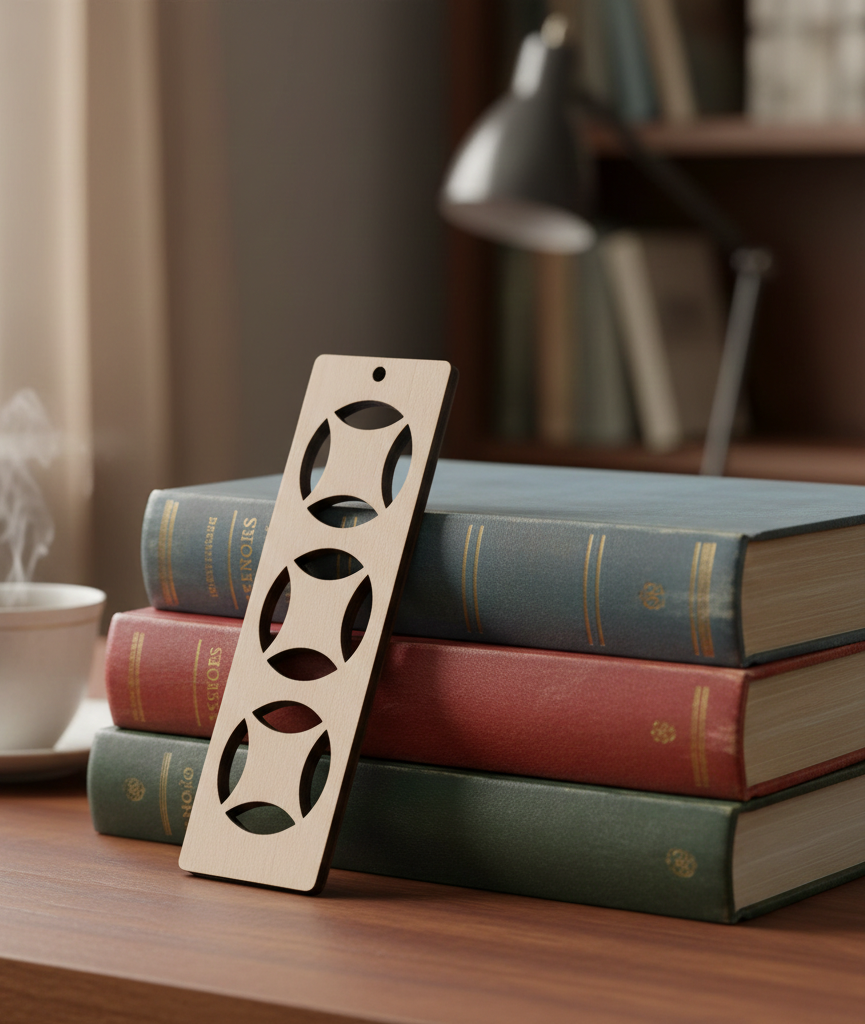 Exquisite Steamed Beech Bookmark with stylish cut-outs, 13.8cm in length, with tassel.