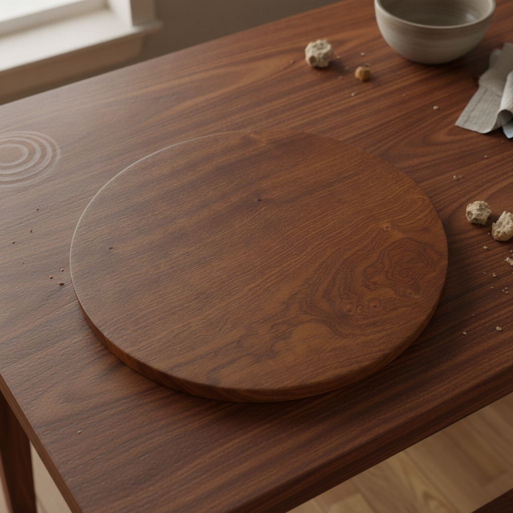 End Grain, Kiln Dried - Sapele Wood Round Butchers Block Chopping / Serving Board, with Rubber Feet and Waxed Edges, (330mm x 50mm) + 100mls of Cornish Food Safe Mineral Oil