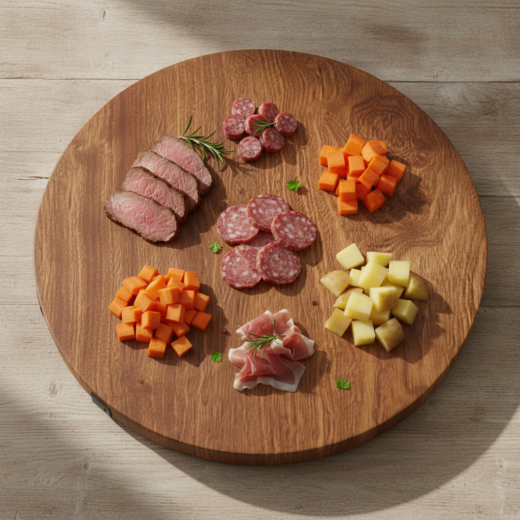 End Grain, Kiln Dried - Sapele Wood Round Butchers Block Chopping / Serving Board, with Rubber Feet and Waxed Edges, (330mm x 50mm) + 100mls of Cornish Food Safe Mineral Oil