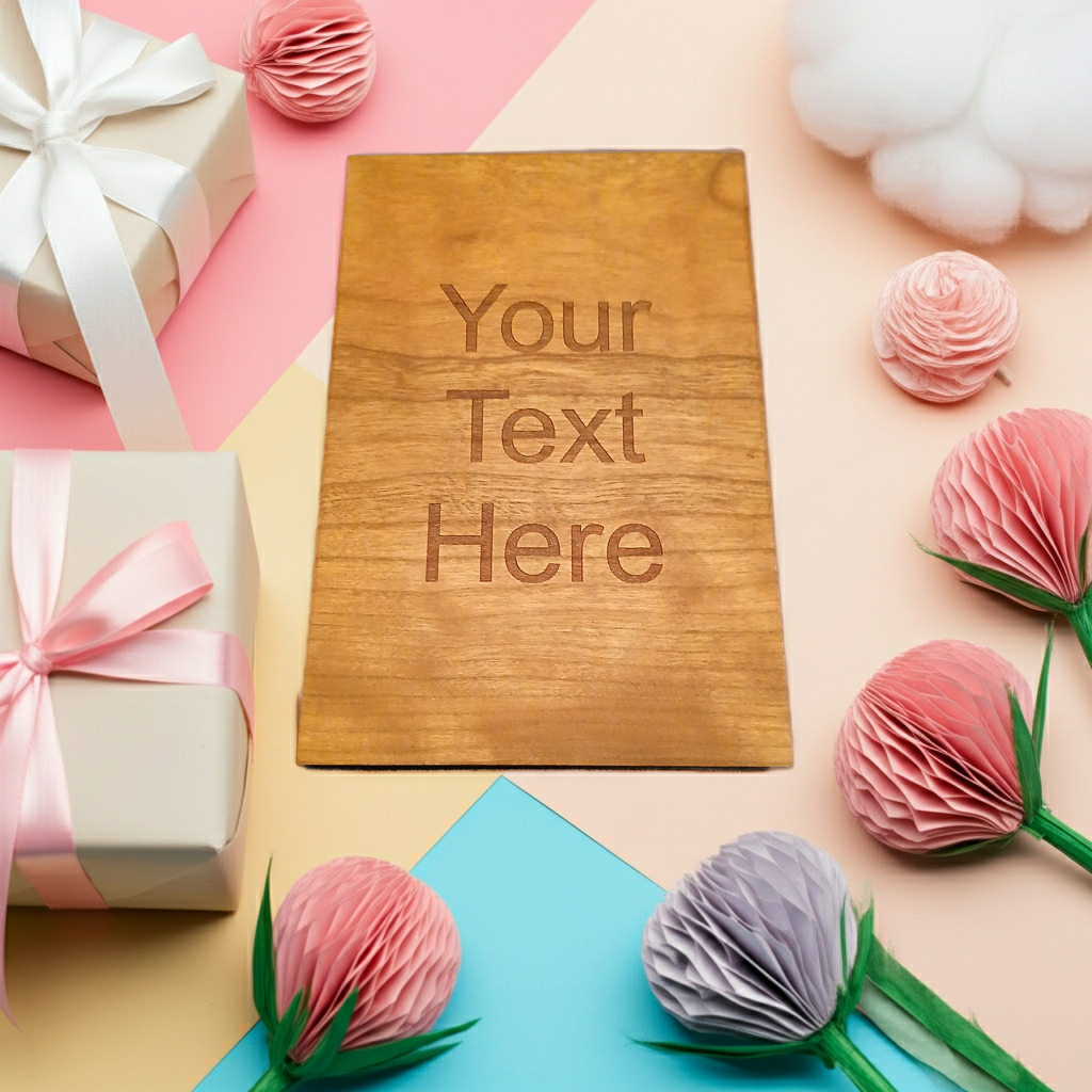 Happy Birthday, Steamed Beech Wood Card / Plaque for Personalisation.