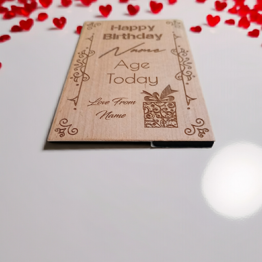 Happy Birthday, Steamed Beech Wood Card / Plaque for Personalisation.