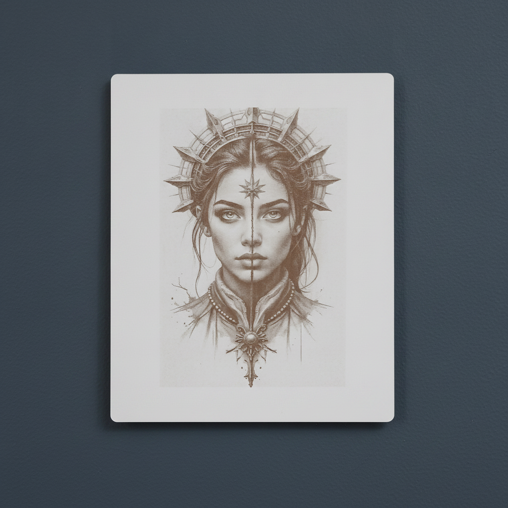 High Priestess Laser Engraved Wood Wall Art | Majestic Female Warrior Goddess Décor | 250mm x 200mm.