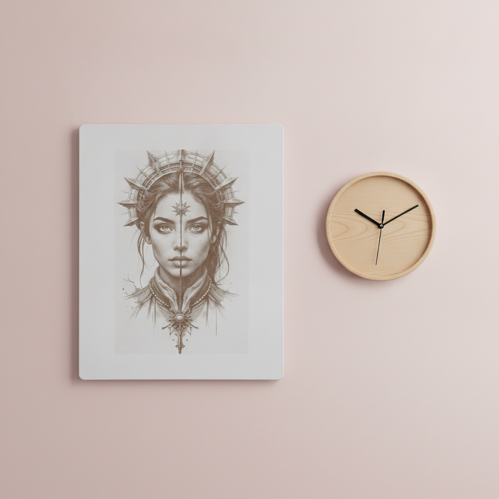 High Priestess Laser Engraved Wood Wall Art | Majestic Female Warrior Goddess Décor | 250mm x 200mm.
