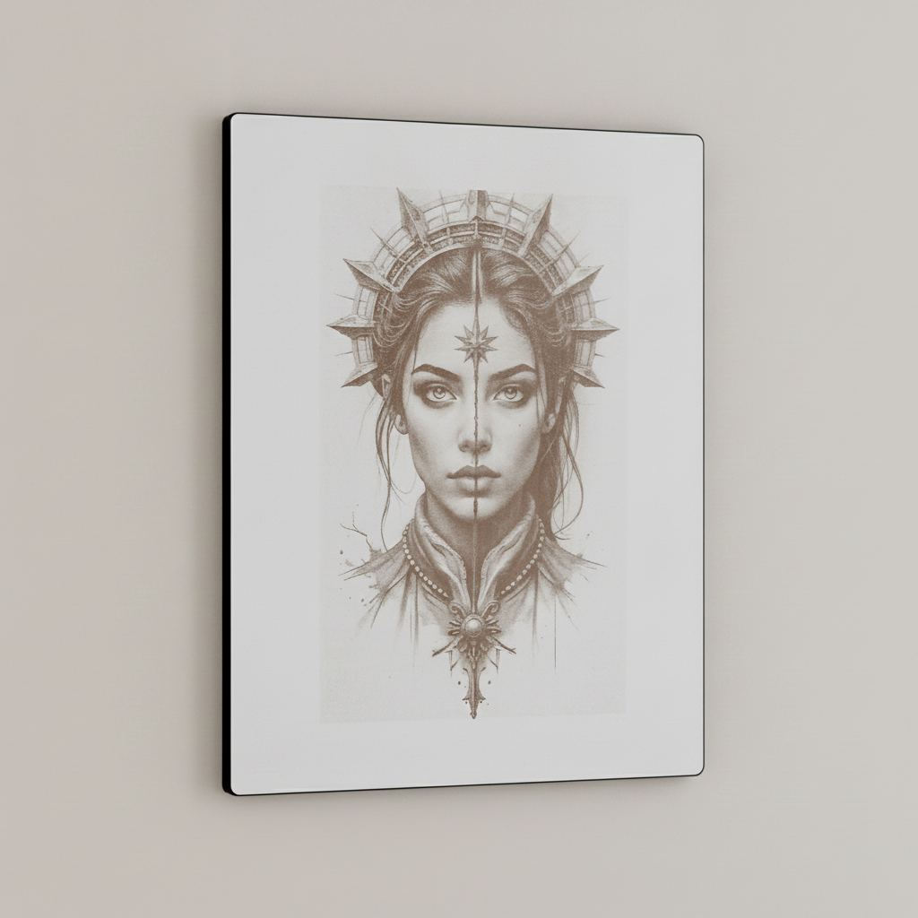 High Priestess Laser Engraved Wood Wall Art | Majestic Female Warrior Goddess Décor | 250mm x 200mm.